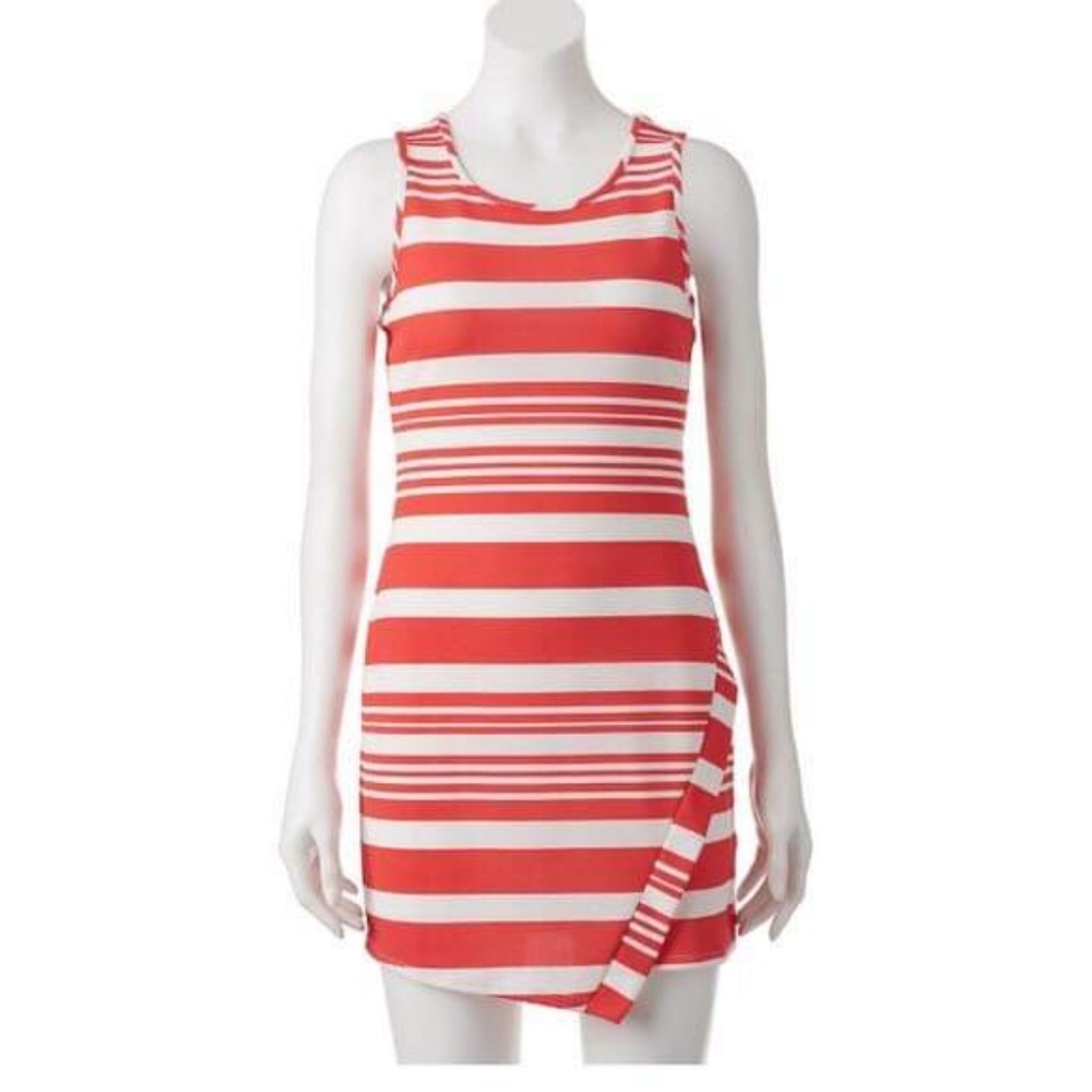 Stripped Asymmetrical Hem Dress